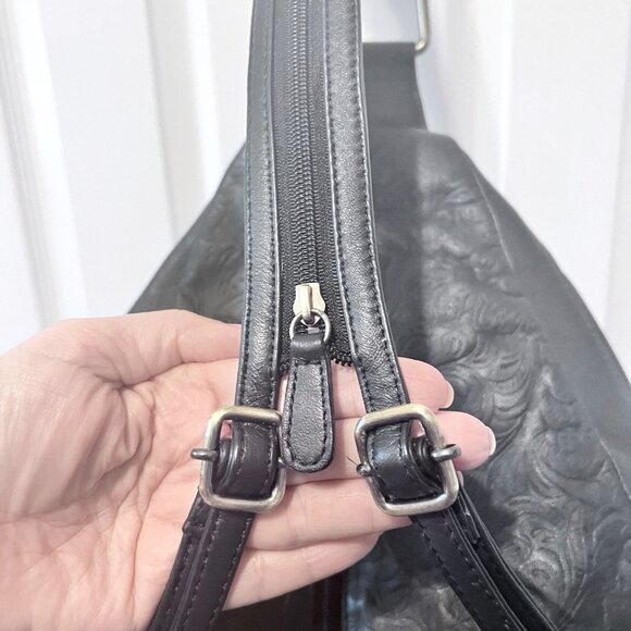 Great American Leather Works-Sling Backpack-Embossed Floral-Black-Lots/Storage main image 9